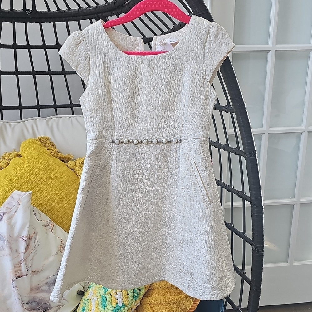 Peppermint Elegant White Kids Dress with Cap Sleeves